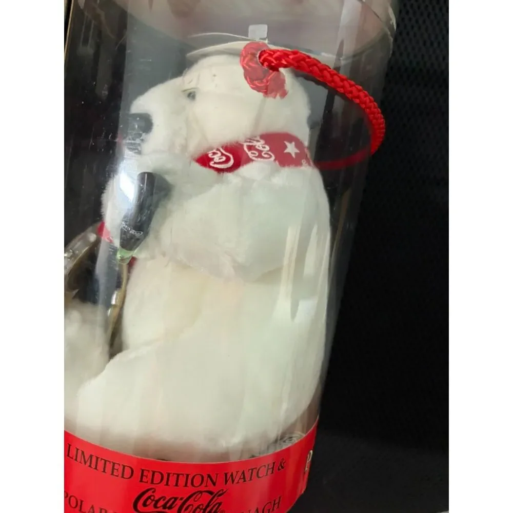 vtg Coca cola limed ed. polar bear plush with watch by cavanagh